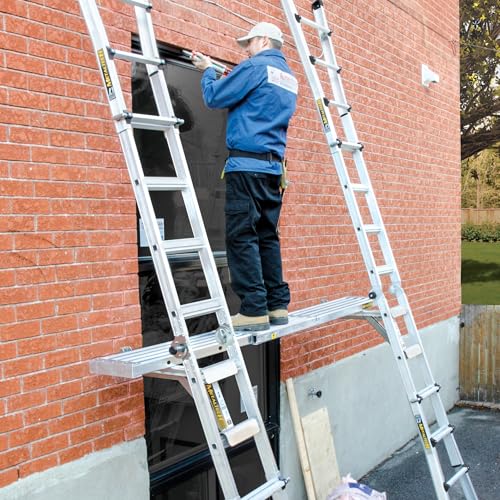 Metaltech Jobsite Series 2-Rung Ladder Jack 2-Pack E-LJ20P, Aluminum Jack for Scaffolding Extensions and Work Platforms, Scaffold, Masonry, Painting, and Roofing Tool for Job Site and Home Improvement - size: 2 Units 2 Rung