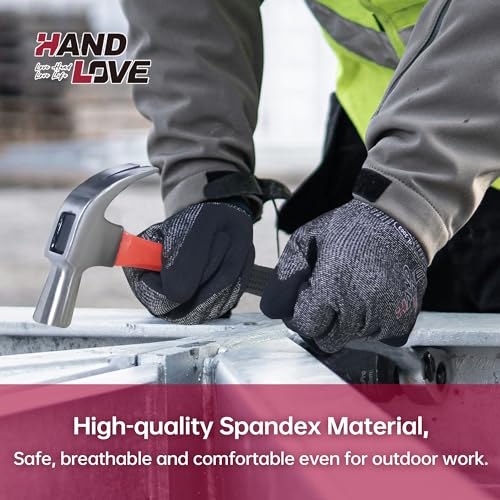 HandLove Cut Resistant Gloves – ANSI A7 Cut Proof Safety Work Gloves | Sandy Nitrile Anti-Slip, Touchscreen, Durable, PFAS Free | Wood Carving, Gardening, Glass Cutting, Car Repair – Blue,1Pair,L - color: Blue, size: Large