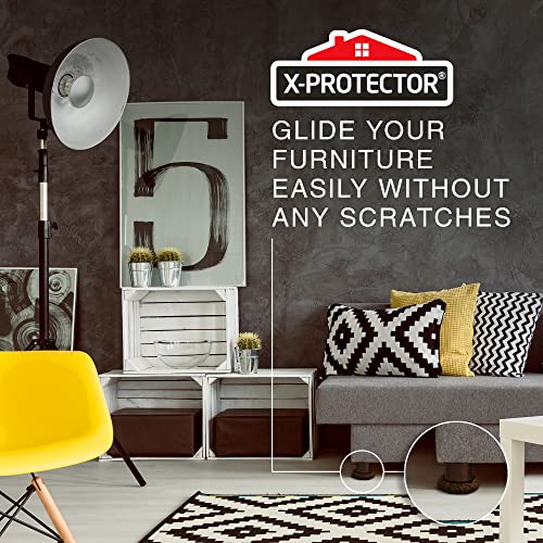 Furniture Sliders X-PROTECTOR - 4+4 Pack 5” - Brown Multi-Surface Furniture Sliders for Carpet & Hard Floors - 4 Furniture Movers for Carpeted Floors and 4 Hardwood Socks - Move Furniture Easily! - size: 4+4 Pack 5 in (Brown)