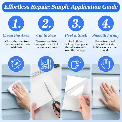 Vinyl Siding Repair Kit - 12 PCS Vinyl Patch Repair Kit PVC White Patches for Mobile Home Skirting Panels and Fence Repair Kit Exterior Wall House Siding Hole Cover