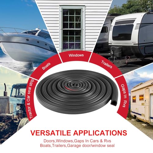 Pangda 13Ft D Shape Rubber Weather Stripping Foam Self-Adhesive EPDM Seal Strip for Noise Reduction Waterproof Dustproof for Cars Boats RVs Windows Doors (3/4" W x 3/4" H) - size: 13ft L, style: 3/4" W X 3/4" H