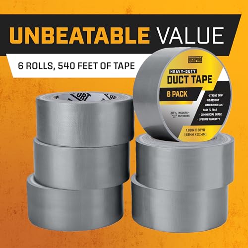 Lockport Silver Duct Tape - 6 Roll Multi Pack - 90 feet x 2 Inch - Strong Duct Tape Heavy Duty - Waterproof - No Residue - Bulk Value - Easy Tear - Industrial Use - DIY Home Repair - size: 6-Pack (30 Yards x 2 Inch)