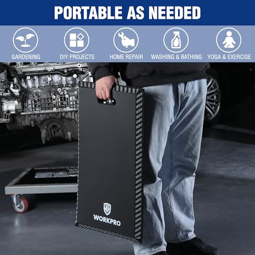 WORKPRO Extra Thick Kneeling Pad, Soft Foam Knee Cushioning, Extra Large Foam Kneeler Mat for Auto-Repair, Gardening, Workout Supplies, 28 x 16 x 1.2in, Black - color: black out