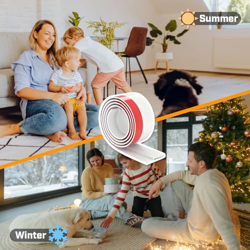 Door Draft Stopper, Door Sweep for Bottom of Door, Weather Stripping Seal, Garage Window Blocker Noise Cold Air Insulation, Installs Quickly and Easily, White 2" W x 39" L - size: 39" L