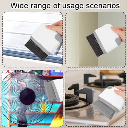 2pcs 2-in-1 Groove Cleaning Brush, 2025 Upgraded Crack Cleaner Tool Handheld Grout Brush for Window Tracks Sliding Doors Sills Tile Lines (Light Gray) - color: Light Gray