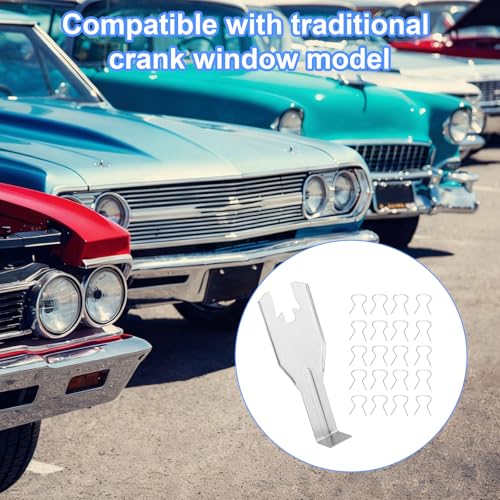 76951 Window Handle Removal Tool with 20pcs 76980 Retainer Clips, Window Handle Crank Removal Tool Metal Mechanic Automotive Repair Kit for Most Car Door Panel