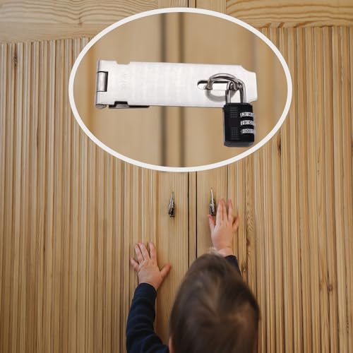 2Pcs Door Locks Hasp Latch,5 Inch 304 Stainless Steel Safety Packlock Clasp Hasp Lock Latch,Hinge Lock Padlock with Screws for Gates,Doors,Cabinets, Closets and More - style: 5INCH with CODE LOCK