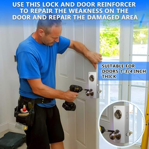 Leinuosen Door Reinforcement Plate for 1-3/4" Thick Doors, Stainless Steel Reinforce and Repair Doors Silver Latch Deadbolt Cover Jamb Plate, 2 Hole, Add Extra Security to Your Home(4 Pack)