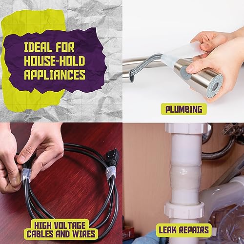 ATack Silicone Self Fusing Tape 1-Inch x 36-Foot (Clear) Waterproof and Weatherproof Self-Fusing Silicone Rubber Sealing Wrap Quick Fix Repair Tape for Hose, Pipe, Plumbing Emergency Repair 25 Mil - color: Clear