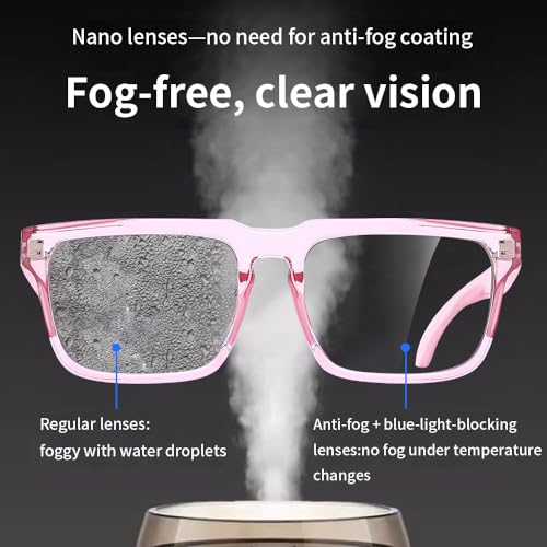 Z87 High-Visibility Construction Anti-Fog Photochromic UV400 Blue Light Blocking Impact Resistant Safety Glasses - color: Pink