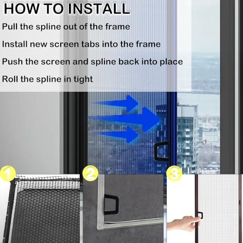 40 Pcs Window Screen Pull Tabs Screens Lift Hollow Tabs Installed in Flat Spline Channel Window Screen Frame Replacement Repair Clip Kit
