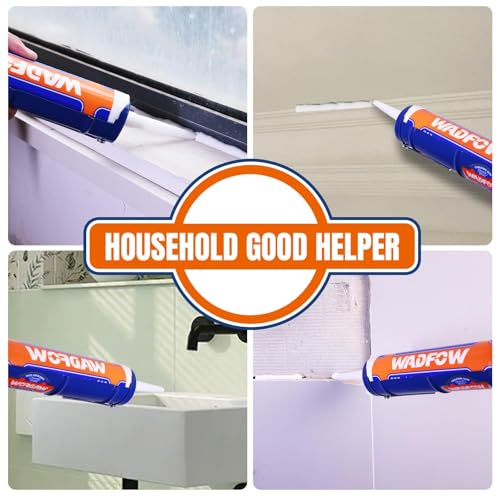 WADFOW Caulking Gun, No Drip Caulk Gun,9" Drip Free Hand Caulking Gun with Comfort Grip,Smooth Round Rod for 10oz Caulk Tubes,WCG2309D-2,Blue