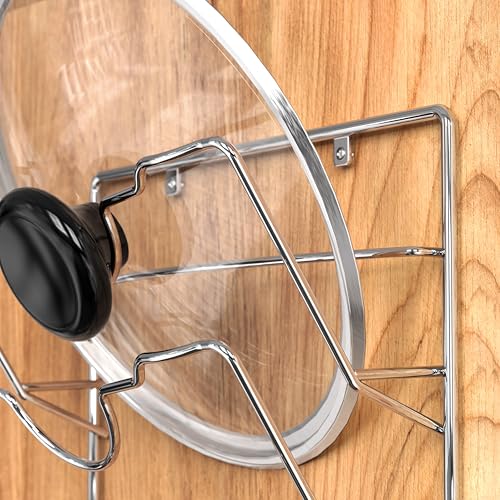 Simple Houseware Wall Door Mounted Pot Lid Rack, Chrome Finish - color: Chrome
