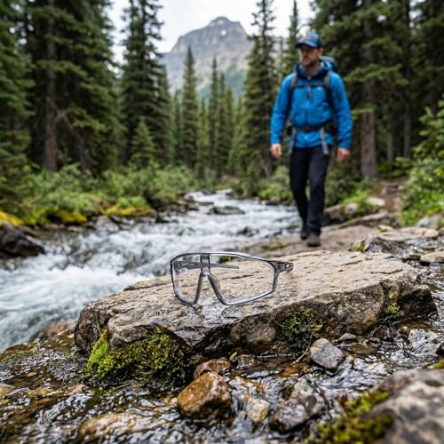 Photochromic Cycling Glasses for Men Women, UV400 Photochromic Sunglasses for Cycling, MTB, Running, Fishing, Baseball, Clear to Dark Bike Glasses, Riding Glasses with Photochromic Lenses
