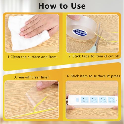 ZOMPAGO Double Sided Tape 1.18in x 9.84FT Clear Heavy Duty Mounting Tape for Walls Picture Hanging Carpet Adhesive Acrylic Strong Removable No Damage - size: 1.18in X 9.84ft