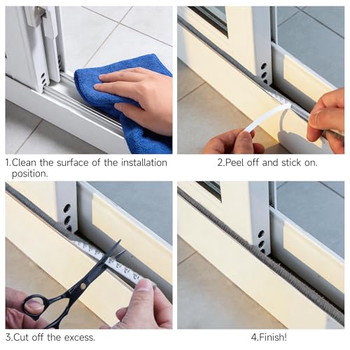 16.5FT Weather Stripping Self-Adhesive Pile Window Seal, Dense Brush for Insulation, Soundproofing, Windproof, Dustproof, for Sliding Door Frame, Glass Window, Exterior Door, 0.35" Wide x 0.35" Thick