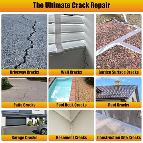 Concrete Crack Filler, 2 PCS Self-Leveling Cement Sealant, Quick-Drying Adhesive Repair for Driveways, Sidewalks, Patios, Outdoor Joint Filler, Gray - style: 35 oz