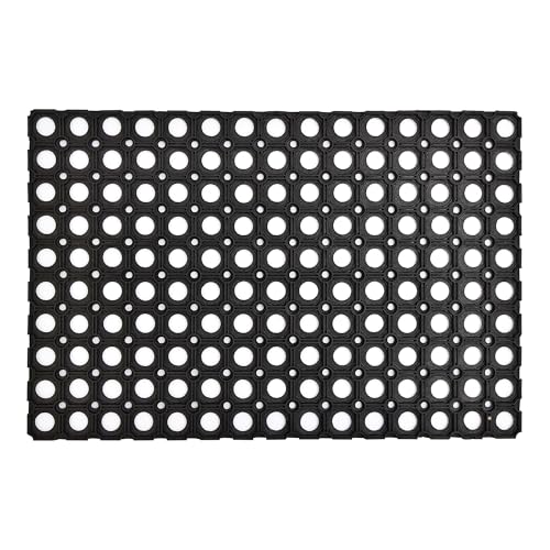 Heavy-Duty Rubber Mat, 16x24 Inches, Anti-Slip Door Mat for Residential & Commercial Use, Weather-Resistant, Honeycomb Design for Dirt Scraping, Easy Maintenance, Ideal for Indoor & Outdoor Entrances - size: 1'4" x 2' (Rectangular)