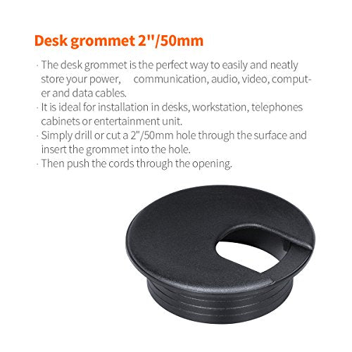Desk Grommet 2 Inch, Plastic Desk Cord Cable Hole Cover Grommet - 10 Packs, Black - color: Black