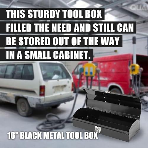 2PC Portable Tool Box, Metal Tool Box, 4 Non-Slip Foot Pads, Ideal for Trailer, Mechanic, DIY-ers, Car Toolbox, Workshops, Garages, Repair Shops,Black - size: 2P-16in-Black
