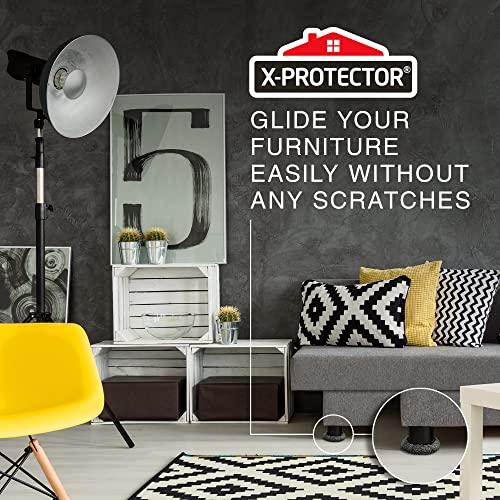 Furniture Sliders X-PROTECTOR - 8+8 Pack 3 1/2” - Multi-Surface Furniture Sliders for Carpet & Hard Floors - 8 Furniture Movers for Carpeted Floors and 8 Hardwood Socks - Move Your Furniture Easily! - size: 8+8 Pack 3 1/2 in (Grey)