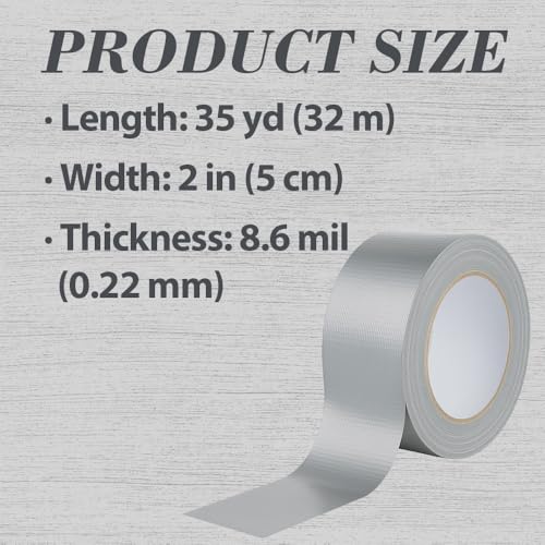 Silver Heavy Duty Duct Tape 2 Inch x 30 Yard – Strong Adhesive, Waterproof, Easy Tear, No Residue, Ideal for Sealing, Patching & Repairs Indoors or Outdoors