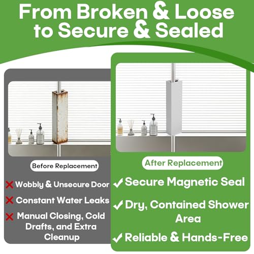 3" Shower Door Magnet Latch Replacement Kit with Metal Strike & Magnet Fit for 1/8", 5/32", 3/16", 1/4" Thick Swing Glass Flush Shower Doors and Frameless Shower Doors Handles