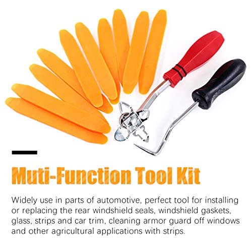 12 Piece Windshield Installation Tools kit, 10 Piece Stick Setting Tool, 1 Piece Offset Windshield Installing Tool, 1 Piece Cotter Pin Puller for Installing Windshield Gaskets, Trim and Strips