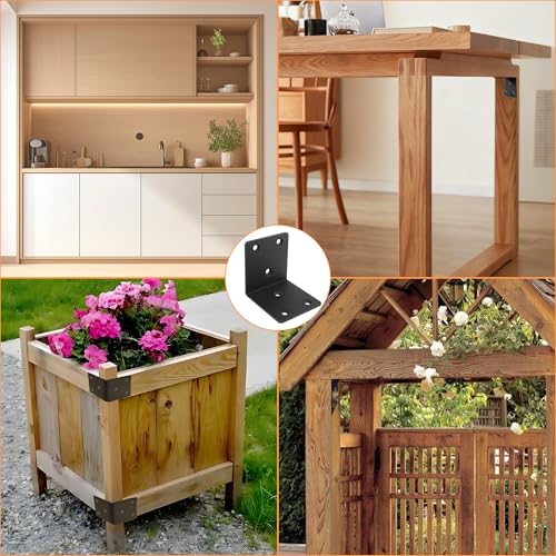 40PCS Black L Brackets Corner Bracket 2"x2"x2", Heavy Duty Corner Brace for Wood, Right Angle Brackets, 50MM 2Inch Wide 90 Degree Bracket for Wooden Frame Furniture Shelves Chairs - size: 2"x2"(Black)