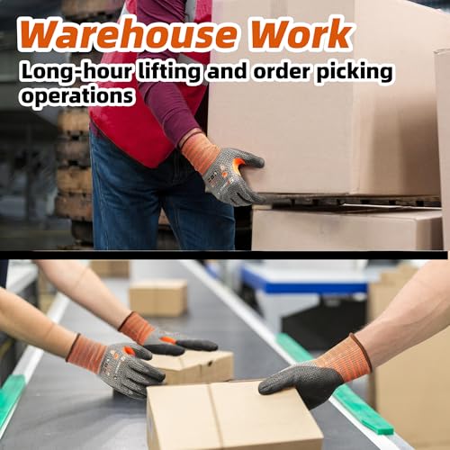 Schwer 12 Pairs Cut Resistant Work Gloves, CR3066 ANSI A4 Cut Proof Gloves with PU Coating, Touch-Screen, Non Slip, Reinforced Thumb, Wire & Fiberglass Free, Durable Working Gloves for Woodworking, S - size: Small