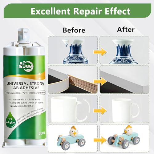 SPMG Metal Glue - High Strength, Heavy Duty Waterproof Epoxy Adhesive for Metal, Plastic, Ceramic, Wood, Glass. Professional Repair for Automotive, Plumbing, DIY & Construction epoxy Glue