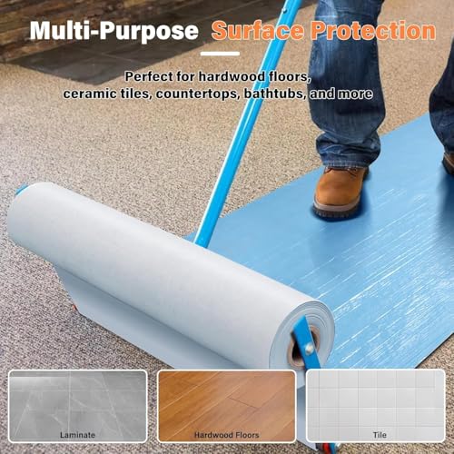 Temporary Floor Protection for Construction, Painting, Renovation, Protector Film for Hardwood Floors, Surface Carpet Protection Film, Tile&Hard Protection Covers 325 sqft - style: 39" x 100'-Blue