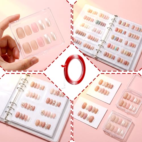 6 PCS Nail Tape for Press on Nails, Nail Tape with Tweezer, Strong Adhesive Clear MountingTape for Nails Art Display, Packaging, Storage