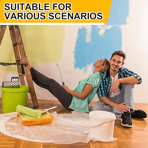 8 Pack Plastic Drop Cloth, 9x12 Ft Plastic Sheeting for Painting, Dust-Proof Tear-Resistant Painters Plastics Tarp Cloth for Furniture Floor Sofa Protector Cover Durable & Thick