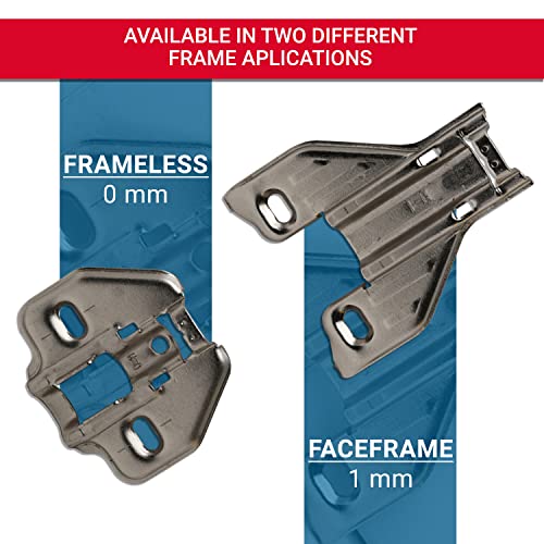 25 Pack DTC Pivot Pro Long Arm 1mm Screw on Hinge Mounting Plate, Cabinet Hinge Repair Plate for Face Frame Cabinet Application, Nickel Plated Steel with Mounting Screws, 88H10JQ