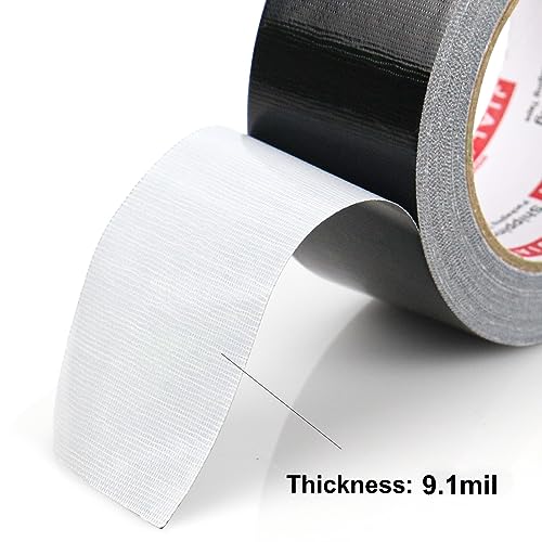 JIALAI HOME Black Duct Tape Heavy Duty - 30 Yards x 2 Inch 12 Roll Multi Pack - Strong, Flexible, Waterproof and Tear by Hand - for Indoor & Outdoor Repairs, Industrial, Professional Use - color: Black