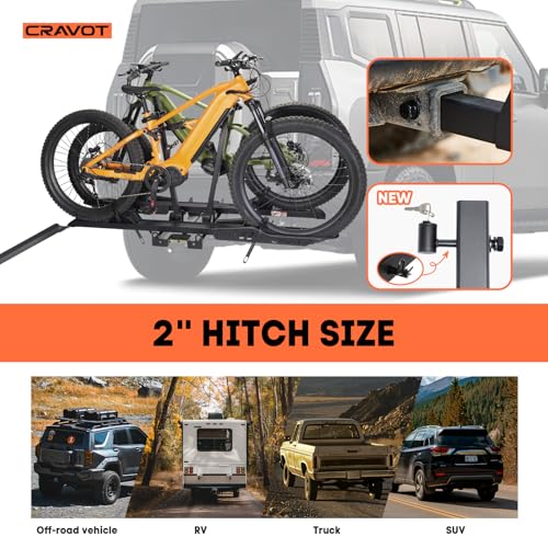 CRAVOT CyberRack S2 Ebike Rack, 300 lbs Capacity Foldable Bike Racks for Tow Hitch Heavy Electric Bike Carrier for 2 E-Bike, Up to 5-inch Fat Tire 2'' Receiver - style: S2-300lbs