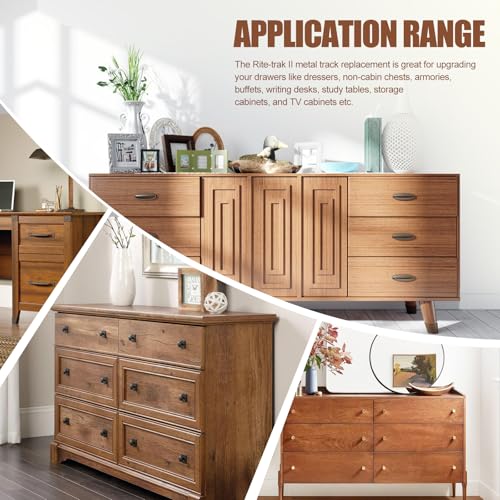 Upgrade Drawer Slides for kenlin Rite-Trak II Replacement, 20 Sets of Improved 168 Track Guides with Metal Back, Universal Drawer Guide for Dresser, Nightstand Drawers from Most Furniturers - style: Upgraded Drawer Slides 20 Pack