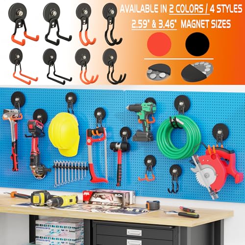 ULIBERMAGNET New Upgraded Garage Magnetic Hooks, 2 Pack Black Heavy Duty Large J Hooks with Magnet, Black Strong Anti-Slip Coating Magnet Hooks for Garden Tools, Ropes,Drill,Metal Cabinet,Pegboard - style: V1 Pro 2.59INCH 2PACK Black Medium Hooks