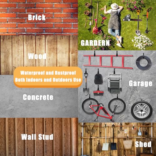 Heavy Duty Utility Hooks - Wall Mount, Hose Holder, Bike & Ladder Hooks, Chainsaw & Leaf Blower Hanger - 8 Small - size: 8 S