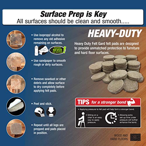 Shepherd Hardware 9921 4-Inch Heavy Duty Self-Adhesive Felt Furniture Pads, 4-Pack, Beige,Tan - size: 4 Inch