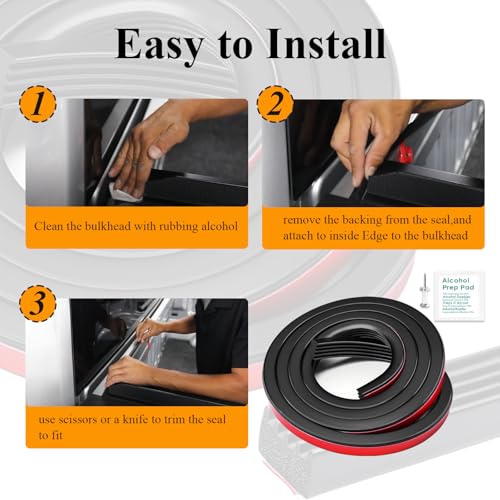 326A0004 Ribbed Bulkhead Seal Strip 3/5" X 65", Tonneau Cover Bulkhead/Service Kit/Self-Adhesive EPDM Foam Rubber Seal W/Tape/Ideal Weather Stripping - style: 1 Pc
