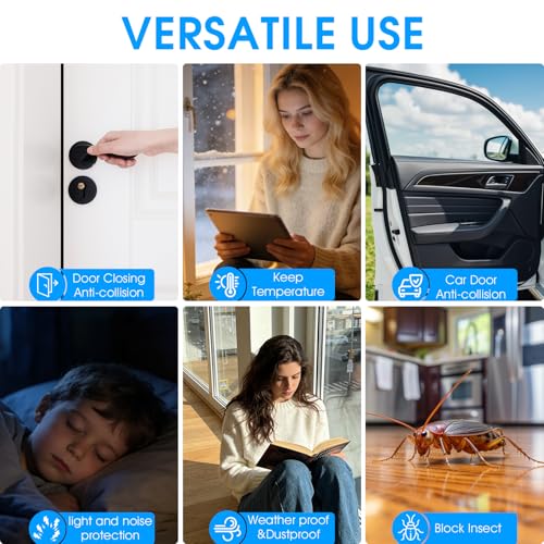 Weather Stripping Door Seal Strip, D-Shaped Self-Adhesive, Soundproof Blocks Cold Drafts & Dust, Black TPE 20Ft (3/8" W × 1/4" T) for Door Frames & Windows