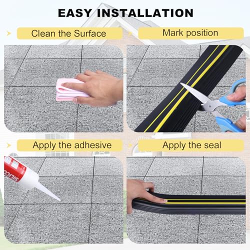 DGSL 20FT Garage Door Threshold Seal Strip, Upgrade 0.7'' Heavy Duty Garage Rubber Bottom Seal, DIY Weather Stripping Replacement with 2 Adhesives - size: 20FT