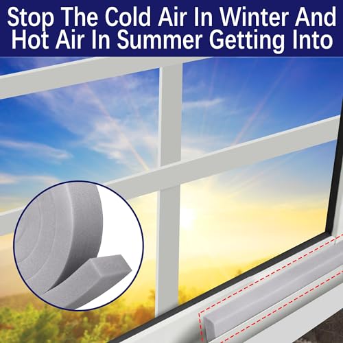 Tlswshsy 2 Pcs Air Conditioner Foam Tape-2'' x 1'' x 6.5 Ft Foam Air Conditioner Weatherseal Tape- Non-Adhesive Foam Seal Strip with Glue Point for Air Conditioner Door Window Seal - color: grey-2pcs