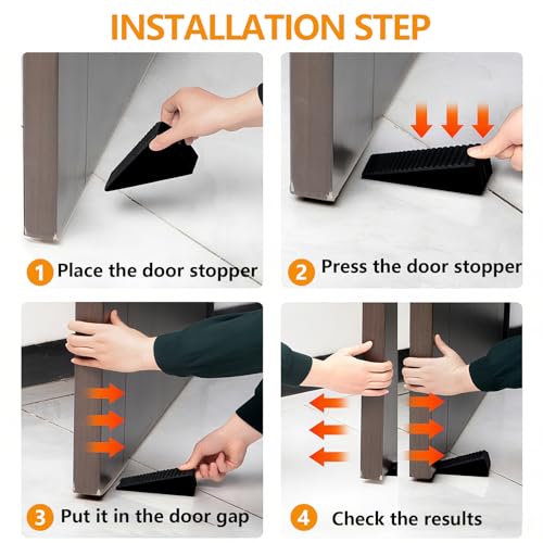 Heavy Duty Door Stopper,3 Inch High Large Adjustable Spring Door Stop,Tall Door Stoppers for Bottom of Doors,Big Wedge Suits Carpet, Tile, Wood, 1 Pack Black