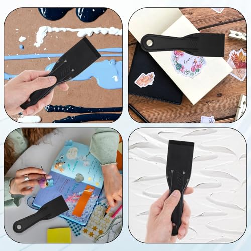5 PCS Plastic Putty Knife, 2 Inch Flexible Plastic Paint Scraper Tool for Taping Drywall Wall Painting Putty Knives Set Spreader Spackle Tool for Spackling Patching Flexible Putty Knife, Black