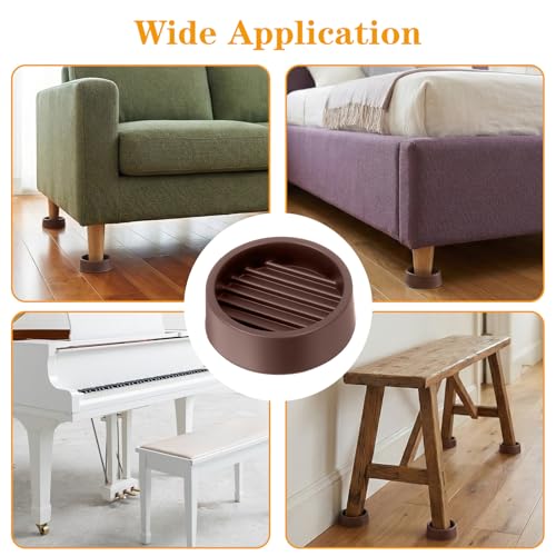 8 Pack Round Rubber Furniture Caster Cups, Non Slip Furniture Pads 1.5 x 1.5 Furnitures Gripper Rubber Furnitures Feet Anti Slide Floor Protector for Bed Couch Table Chair Stoppers - color: Brown