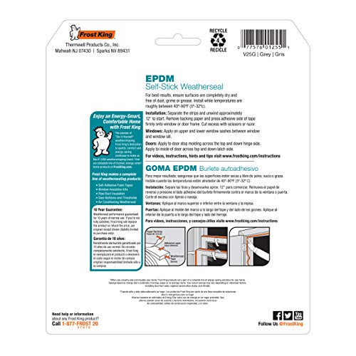 Frost King P D-Section Rubber Self-Stick Weatherseal Tape, 5/16" W, 1/4" T, 17 ft L, Grey - size: 5/16" W, 1/4" T, 17 ft L, style: D-Section, 5/16" W, 1/4" T, 17 ft L, Grey