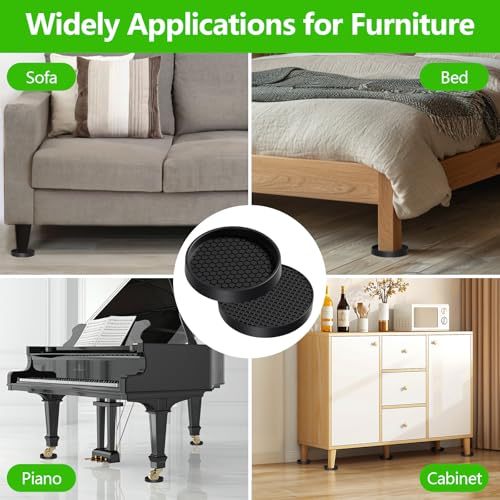 Non Slip Furniture Pads- 3"x3" Round Anti Skid Caster Cups Furniture Coasters, Anti-Sliding Grippers Floor Protectors for Furniture Bed, Couch, Chair Leg, Black(Set of 4) - size: 3" 4pcs Black